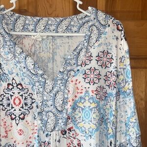Tribal Jeans Blue and White Patterned Shirt